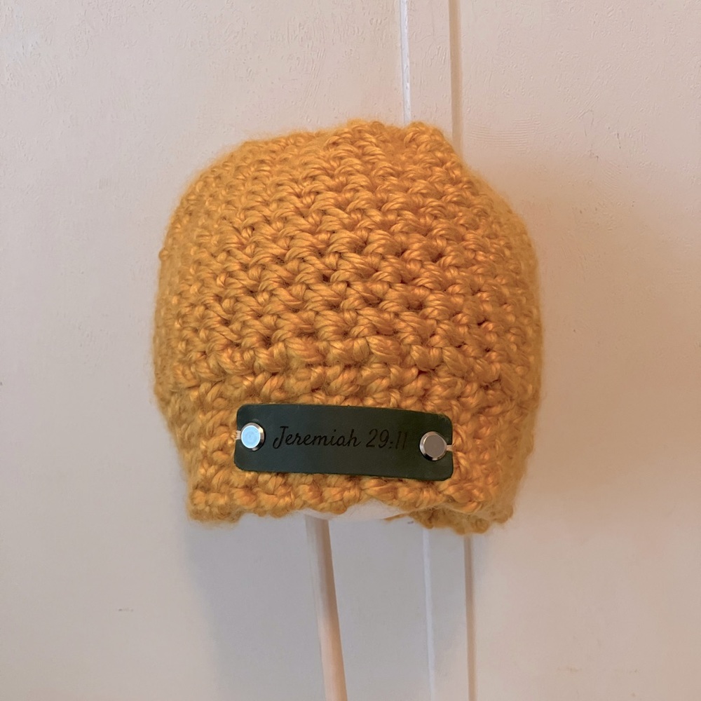Mustard yellow scripture hat Jeremiah 29:11